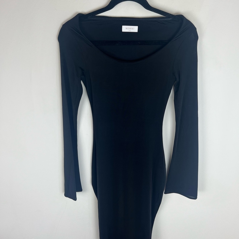 MESHKI - Millicent Long Sleeve Black Bodycon Maxi Dress Size XXS - Picture 9 of 15